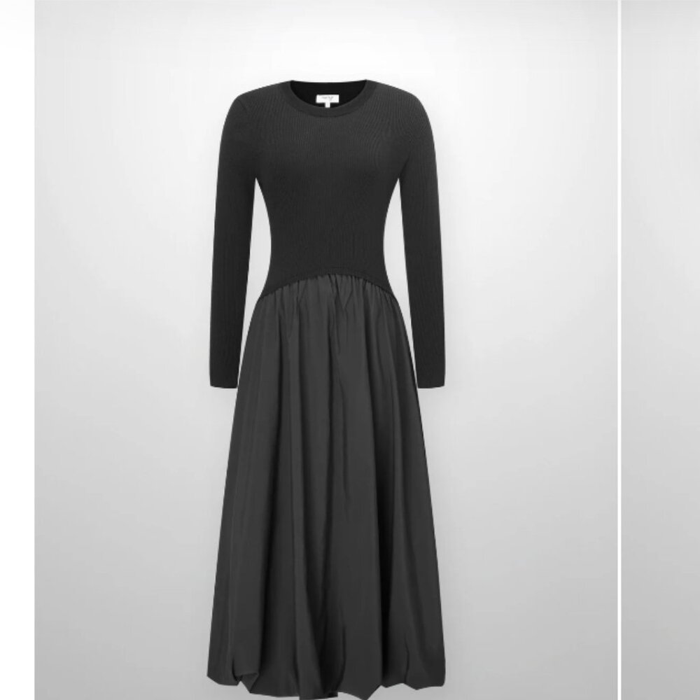 Black Knit Top Bubble Dress
